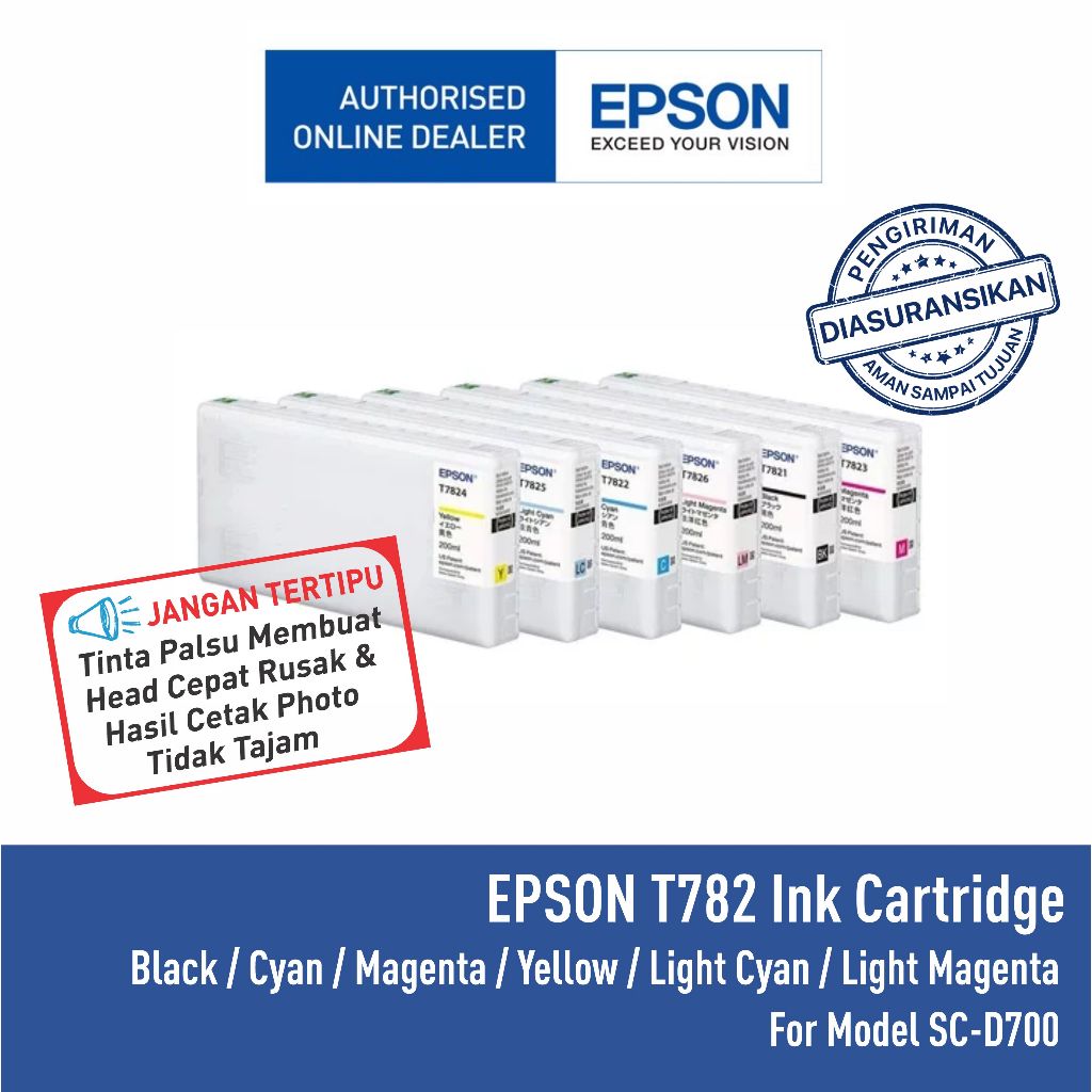 Tinta Catridge EPSON SL D700 SL-D700 T782  T7821 T7822 T7823 T7824 T7825 T7826