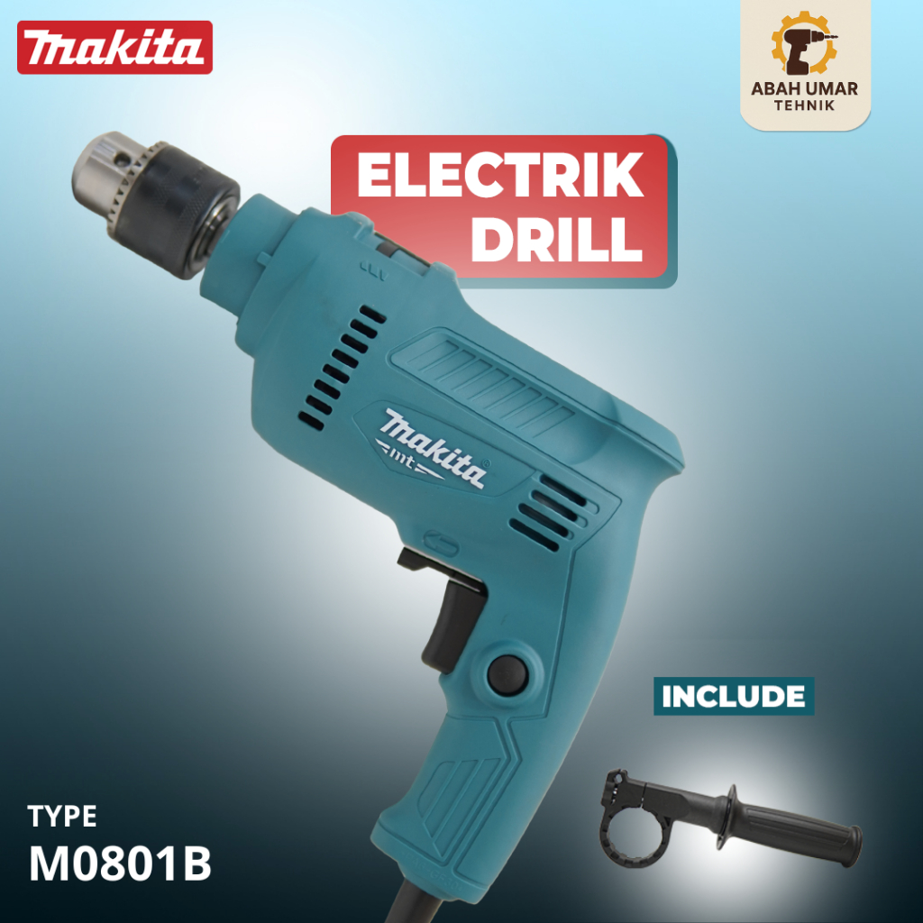 Makita M0801B Bor Listrik 16mm Hammer Drill – Mesin Bor Beton Tembok Tangan – Include Handle