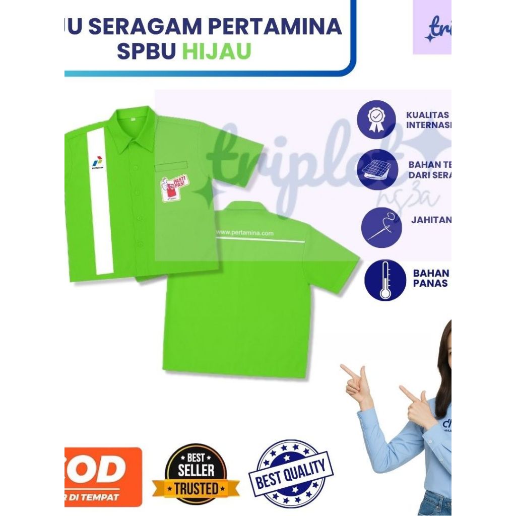 Baju Pertamina Hijau | Baju Spbu | Seragam Spbu Hijau | Seragam Pertamina