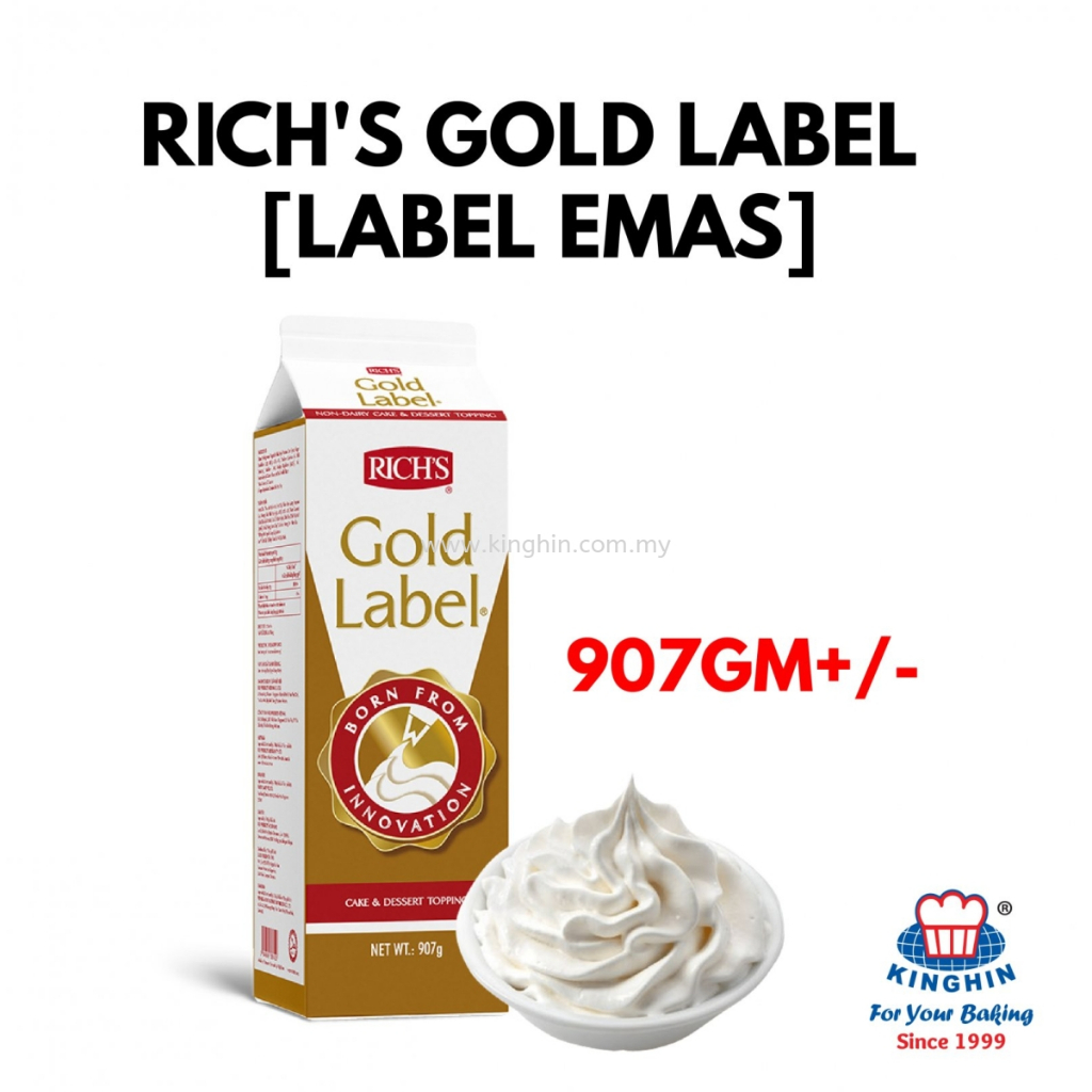 

Rich's Gold Label NON DAIRY Whipping Cream 500gr / 907gr / Rich Richs Dairy Free / Whip Cream