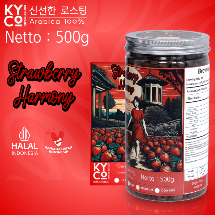 

Biji Kopi Arabika Strawberry Harmony 500 gram - Specialty Coffee | Roast Beant | Flores Manggarai | Medium Roast | Kiyowo Coffee Roastery