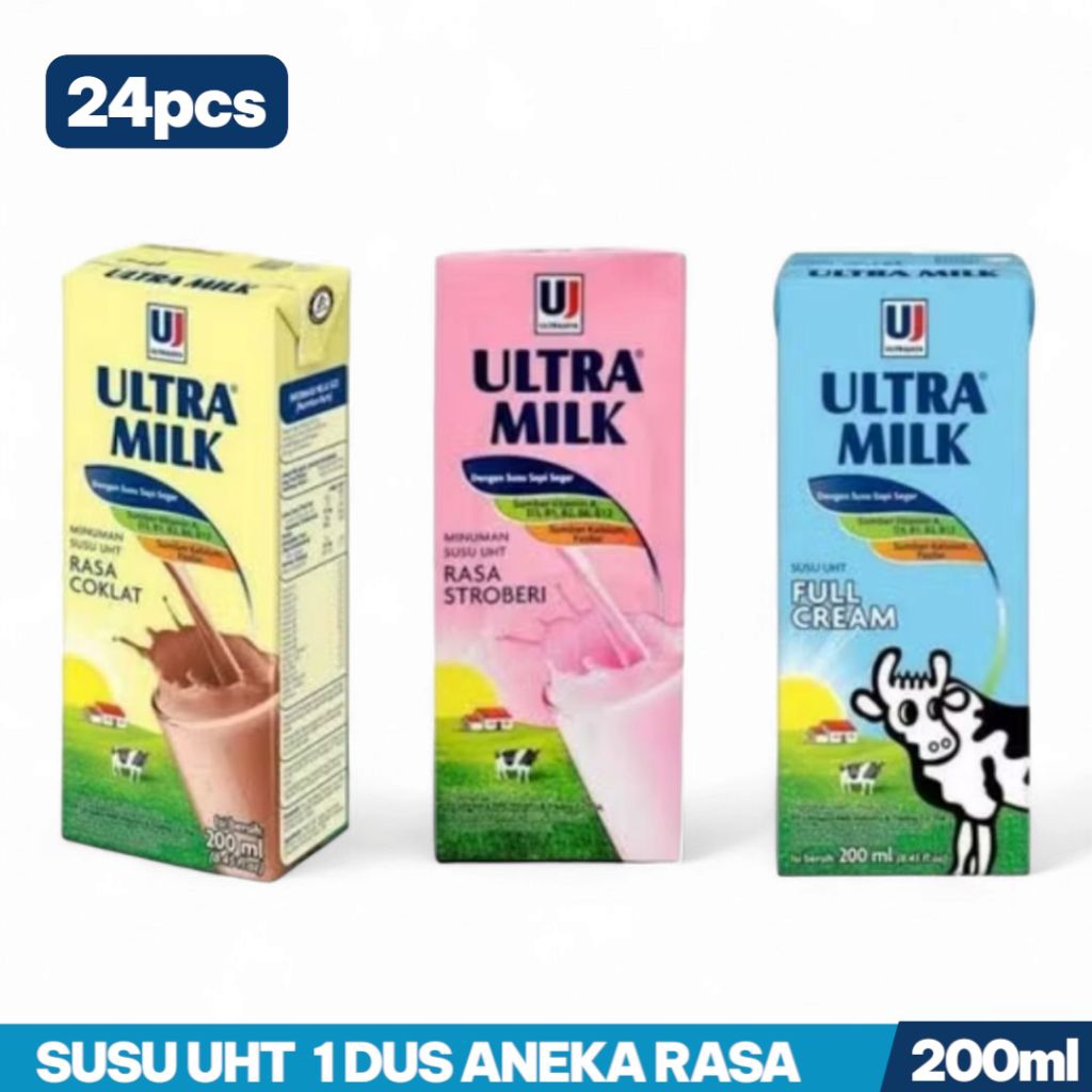 

Susu Ultra Milk Susu UHT 200ml 1karton isi 24 pcs