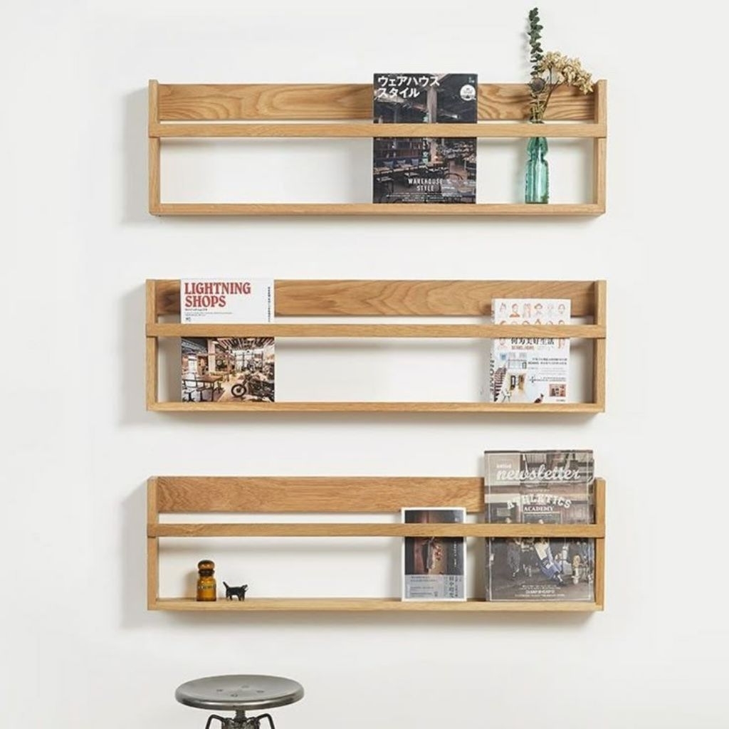 Rak buku dinding tempel tempat buku gantung