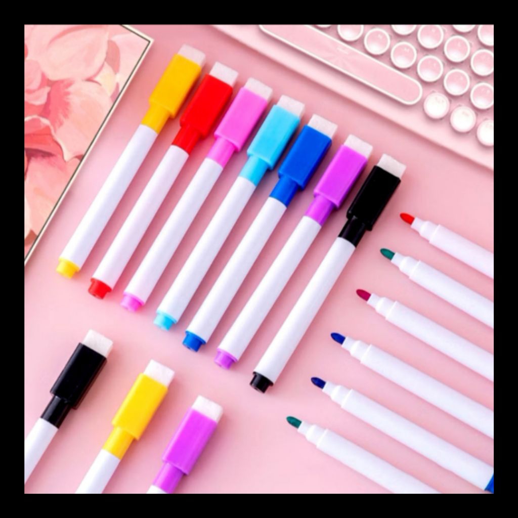 

*GRAFIS_IKA* 1 Pcs Spidol Warna Warni - Spidol Papan Tulis Dengan Penghapus - Spidol Mini - Spidol Wipe Clean - Spidol Warna Mini - Spidol Mainan - Bisa untuk Poster