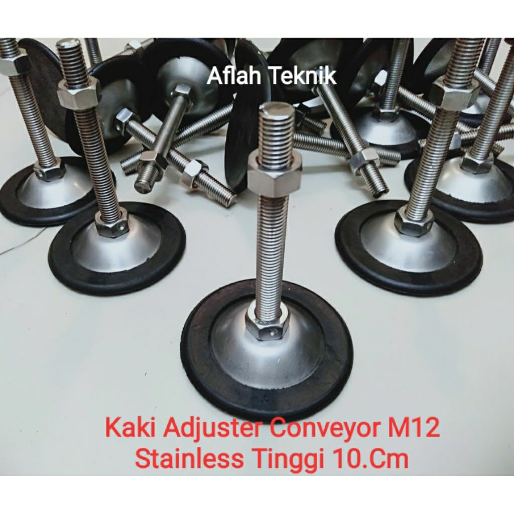 Kaki Adjuster Conveyor Stainless M12 Tinggi 10.Cm  Adjuster Conveyor foot Table + Karet