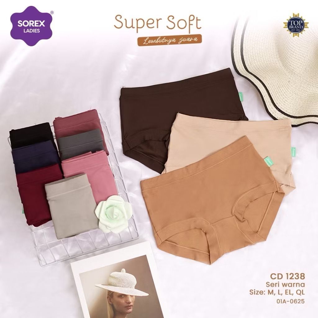 CD SOREX BASIC 1238 Sorex Cd Basic Super Soft 1238 (Adem Dipakai)CD Celana dalam Wanita Sorex 1238 M