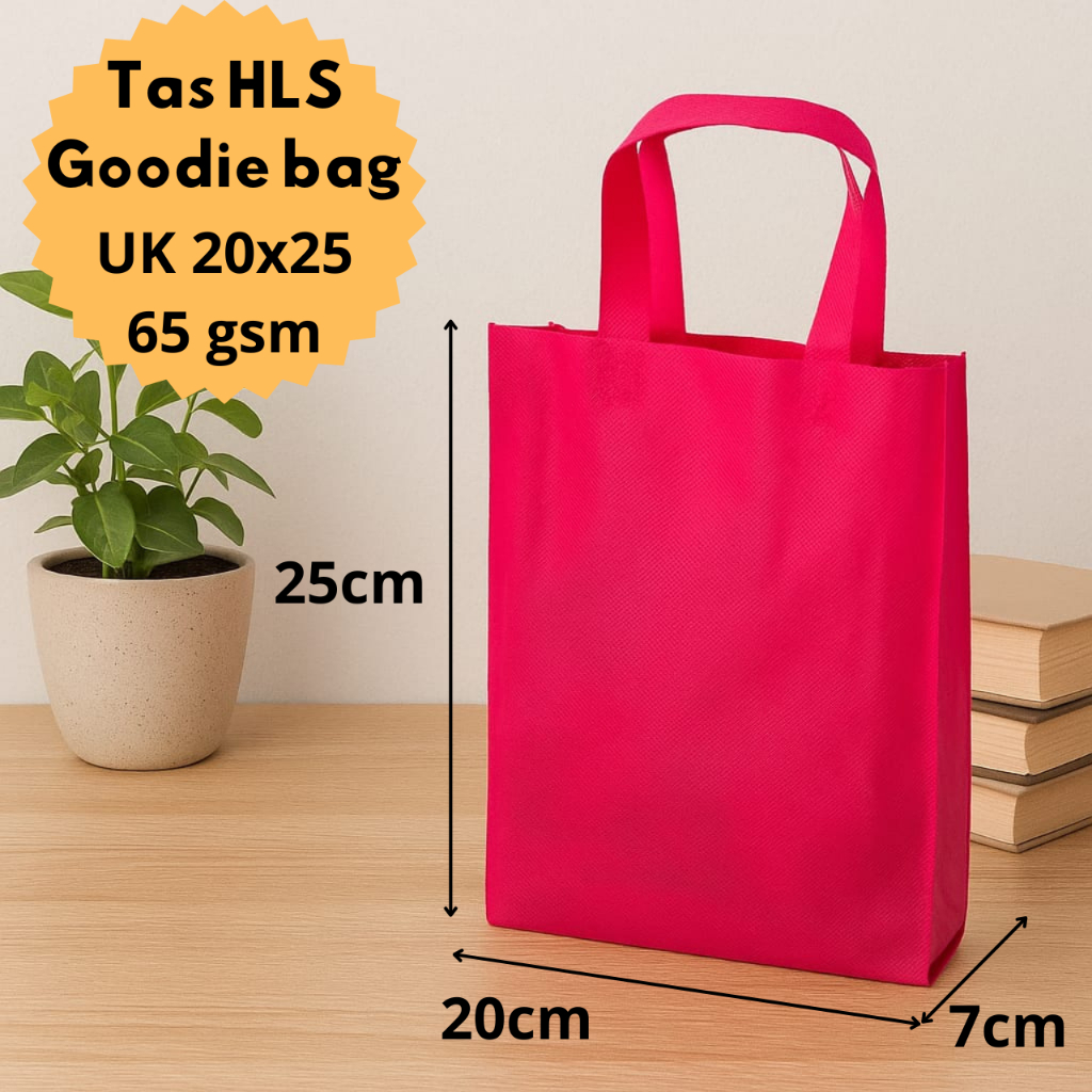 

Tas HLS goodie bag | Bahan Spunbound (1 Lusin isi 12 PCS) UK (20x25x7) 65gsm | stylish & ekonomis
