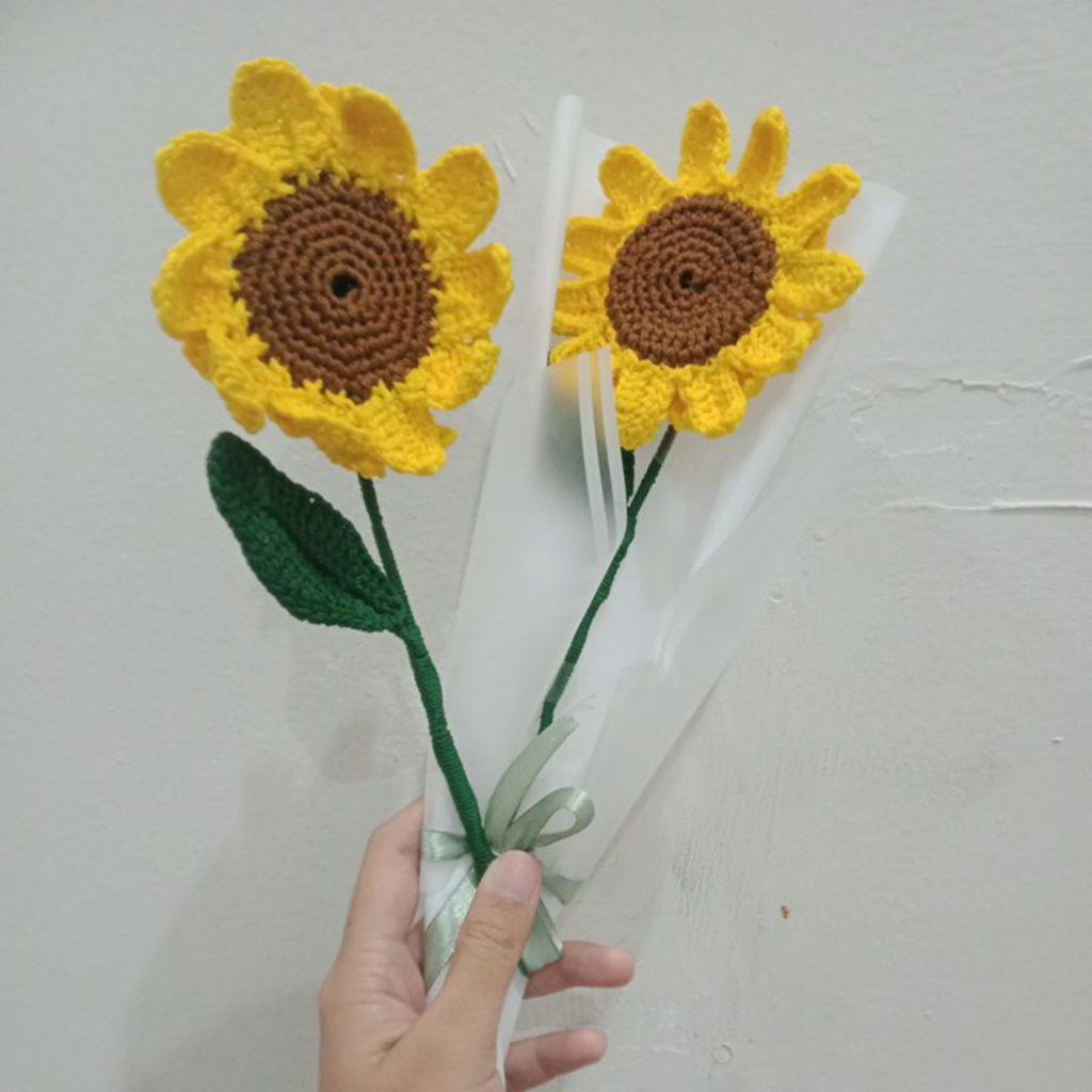 Bunga matahari rajut / Buket bunga matahari / Buket single / Buket Rajut / Buket bunga / buket bunga