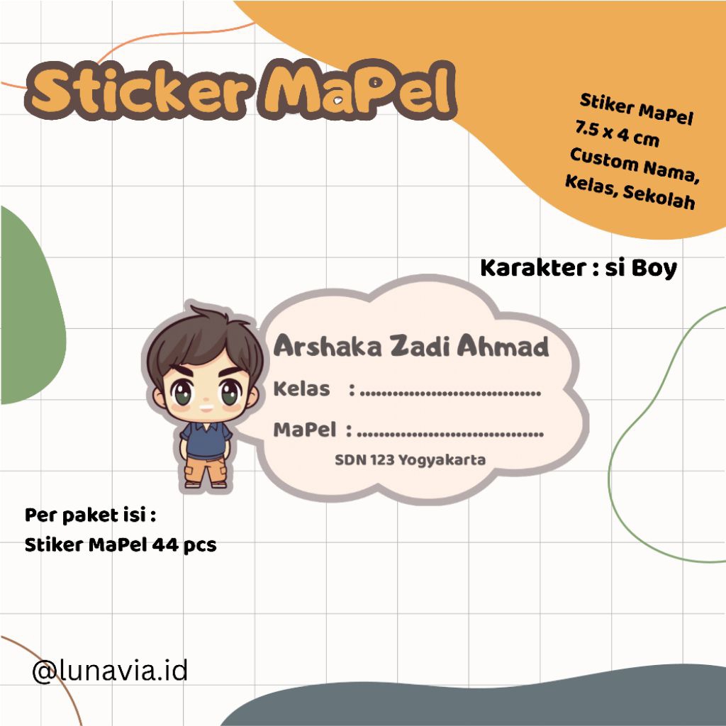 

Stiker Buku Mata Pelajaran Custom Nama, Kelas, Sekolah