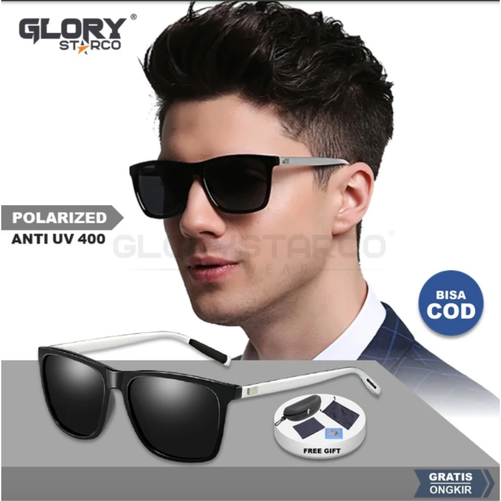 Kaca mata Polarized Pria Keren Anti UV Trendy Terbaru Kaca mata Hitam A378