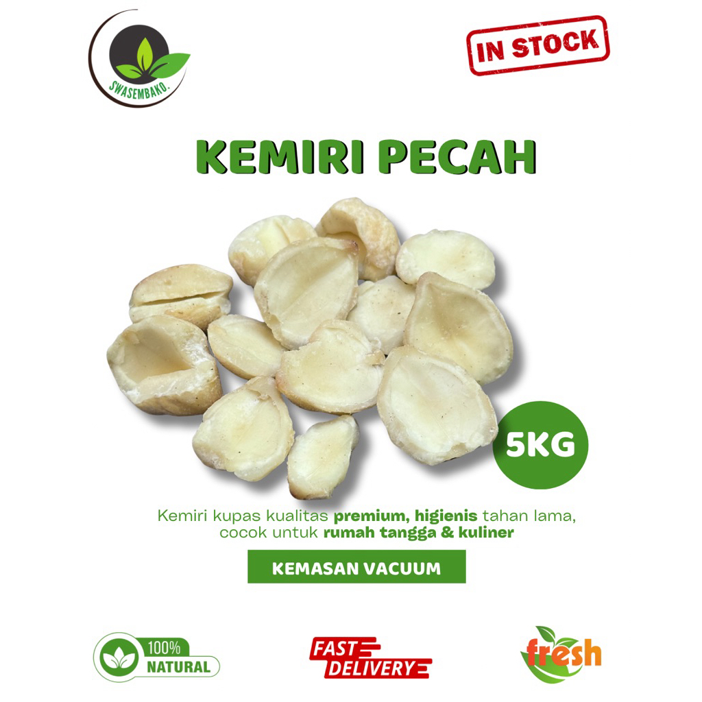 

Kemiri pecah Super 5kg – Gurih, Siap Masak | 100% Alami | Tanpa Pengawet