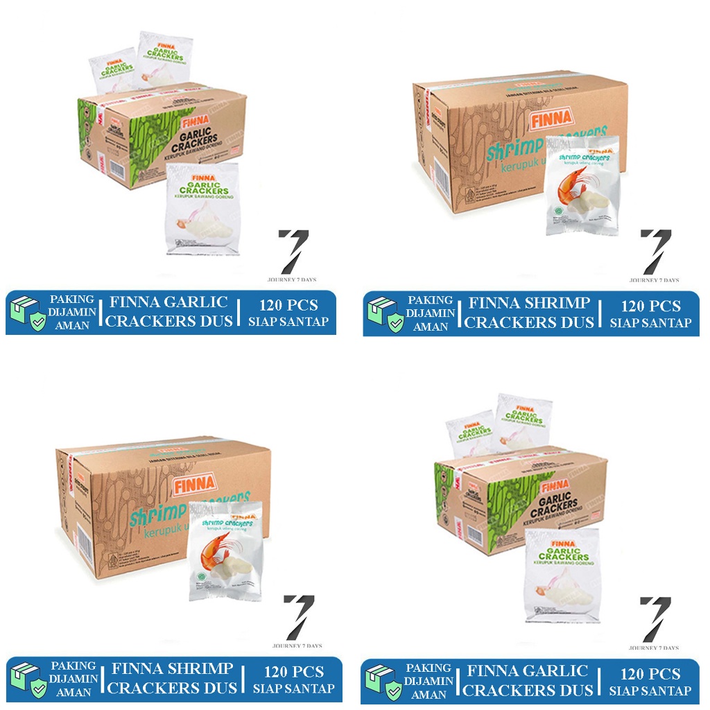 

FINNA CRACKERS KERUPUK GORENG SIAP SANTAP DUS 120 PCS JOUNEY 7 DAYS DENGAN PAKING AMAN