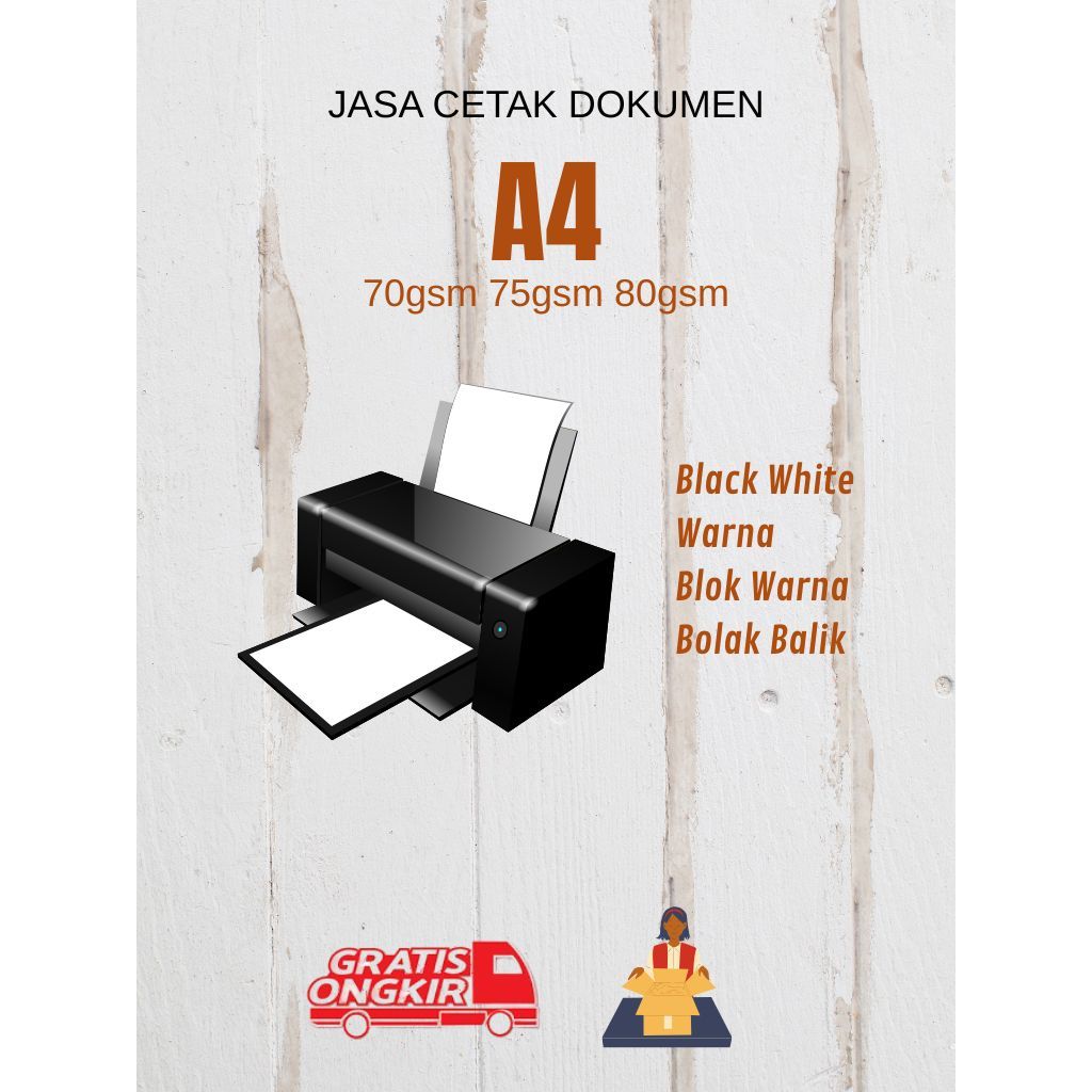 

Jasa Print A4 HVS | hitam putih berwarna gambar | 70 75 80 gsm | langsung jadi