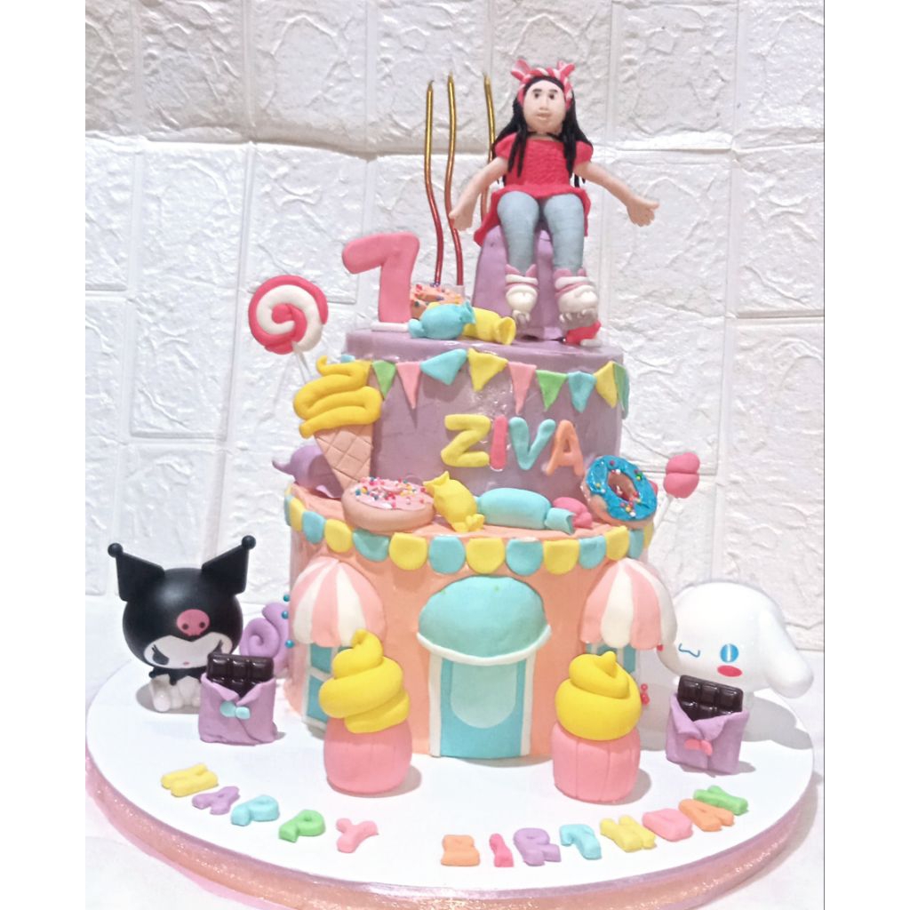 

kue ulang tahun sanrio, kuromi, my melody 2 tingkat