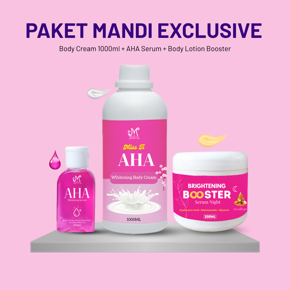Miss Ti - Body Cream 1000ml + Booster lotion 200ml + AHA Serum pink 30ml Lipatan Ketiak paha BPOM