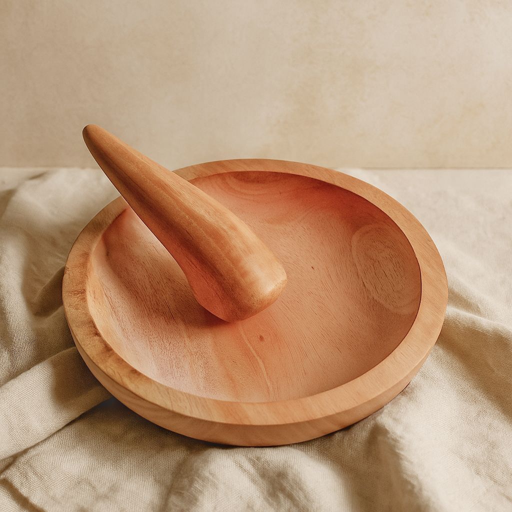 COBEK JUMBO DIAMETER 30CM + ULEKAN JUMBO KAYU MAHONI PREMIUM