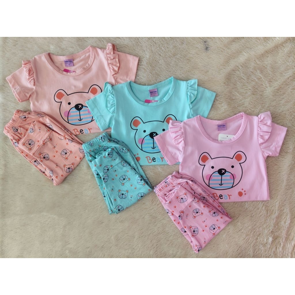 SETELAN PIYAMA TIMMY GIRL/PIYAMA ANAK/PIYAMA TIMMY GIRL/PIYAMA BERUANG/PIYAMA CELANA PANJANG