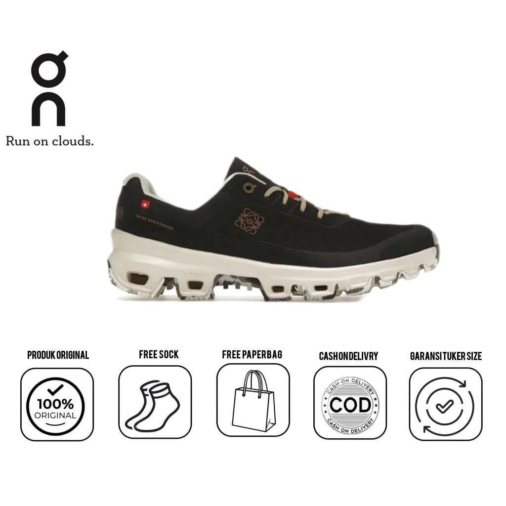 SEPATU RUNNING LOEWE X ON CLOUD VENTURE BLACK ORIGINAL 100%