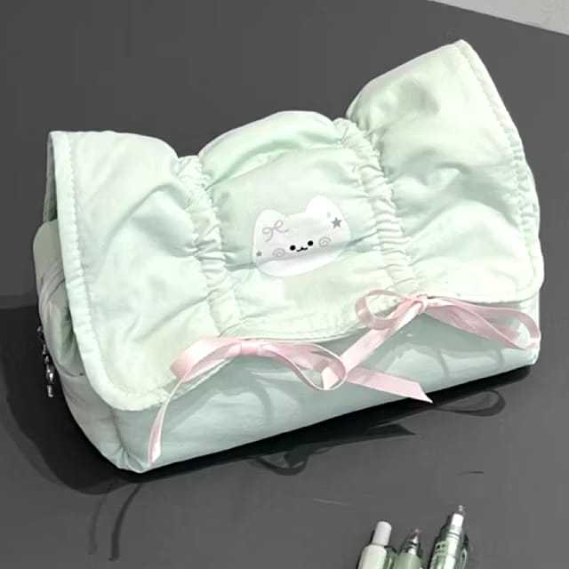 

[preorder] dompet kotak pensil putih hijau kuning ribbon pita pink lucu coquette estetik