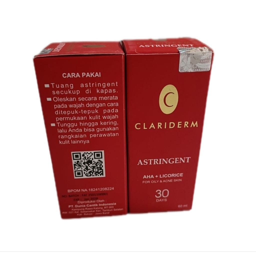toner clariderm astringent bpom