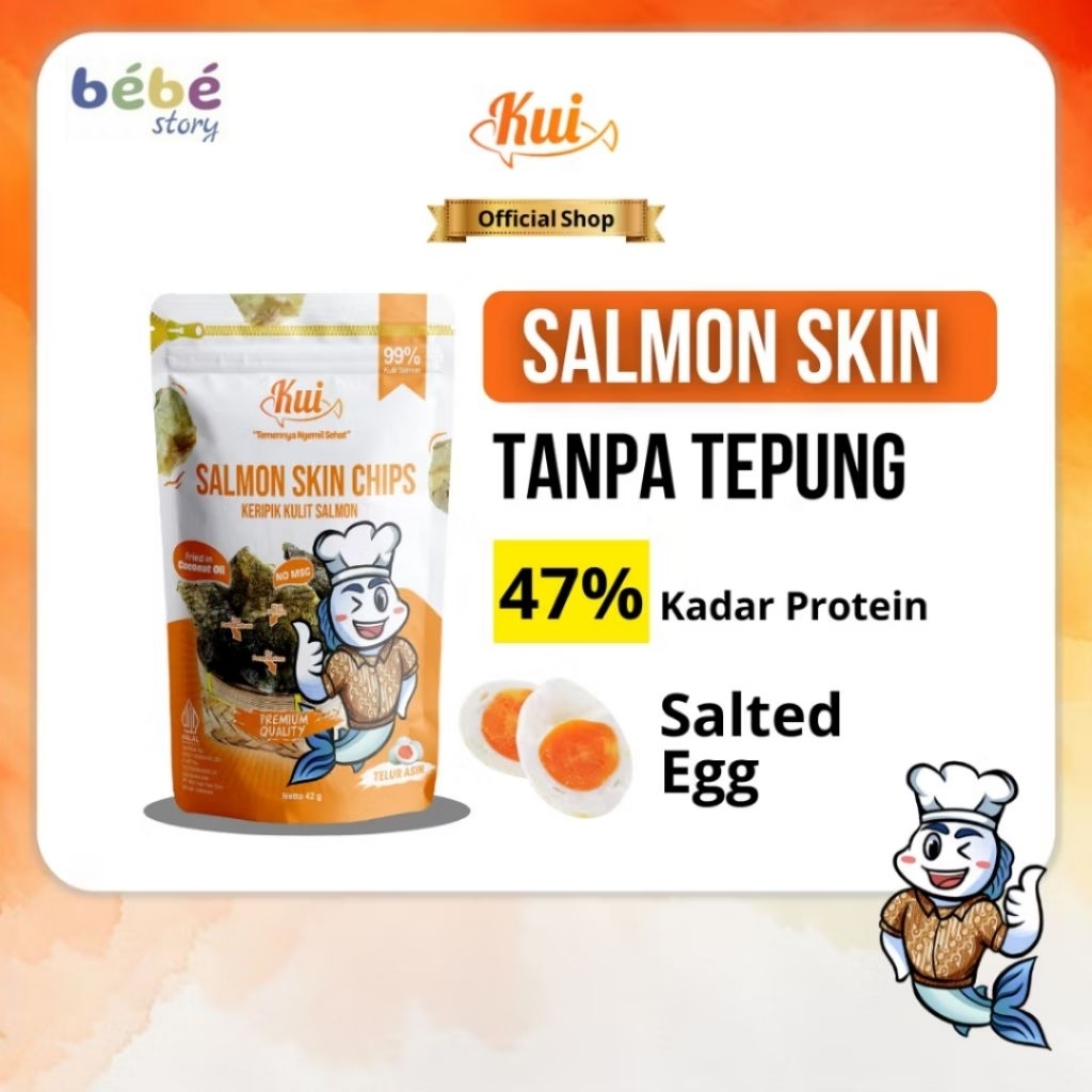 

KUI Salmon Skin No Msg / MPASI Keripik Kulit Ikan Salmon Premium Tanpa Tepung / Salted Egg