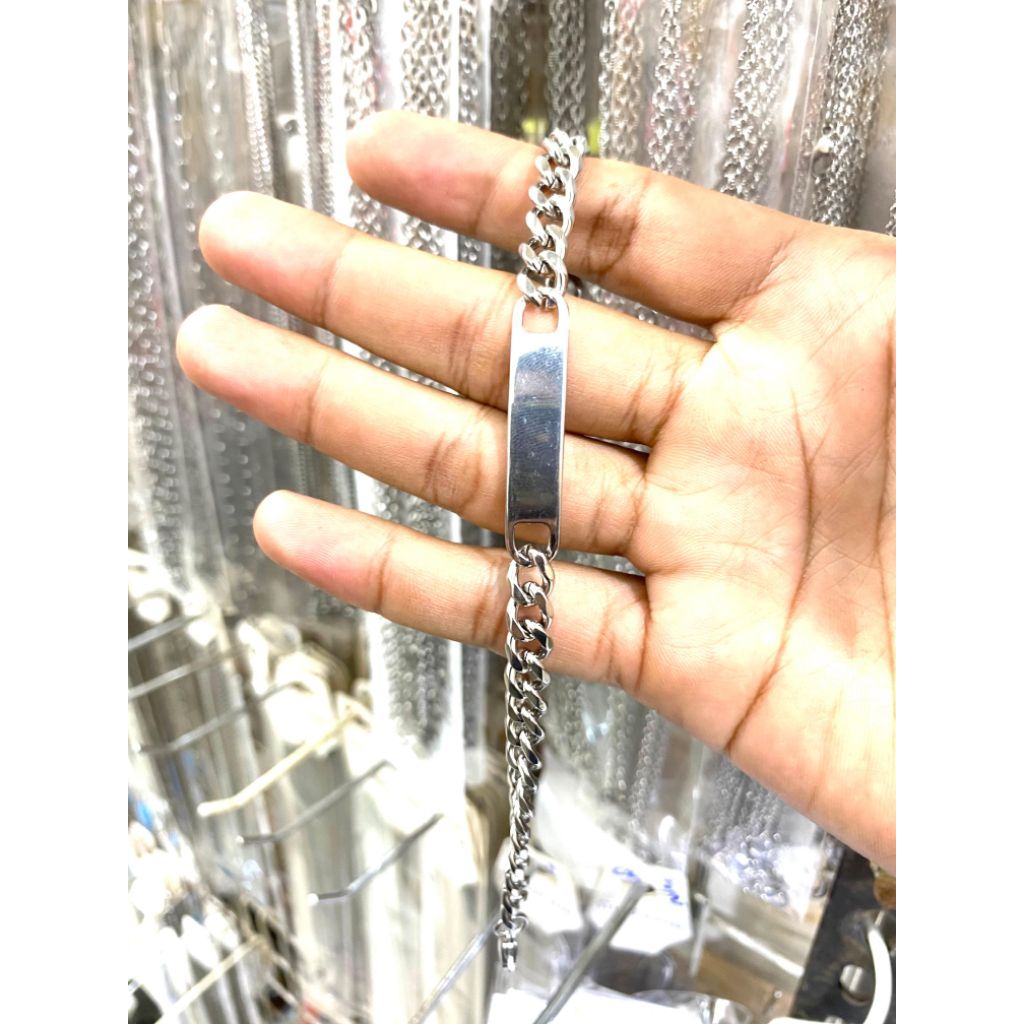gelang laki-laki rantai plat titanium import awet dan tidak akan luntur