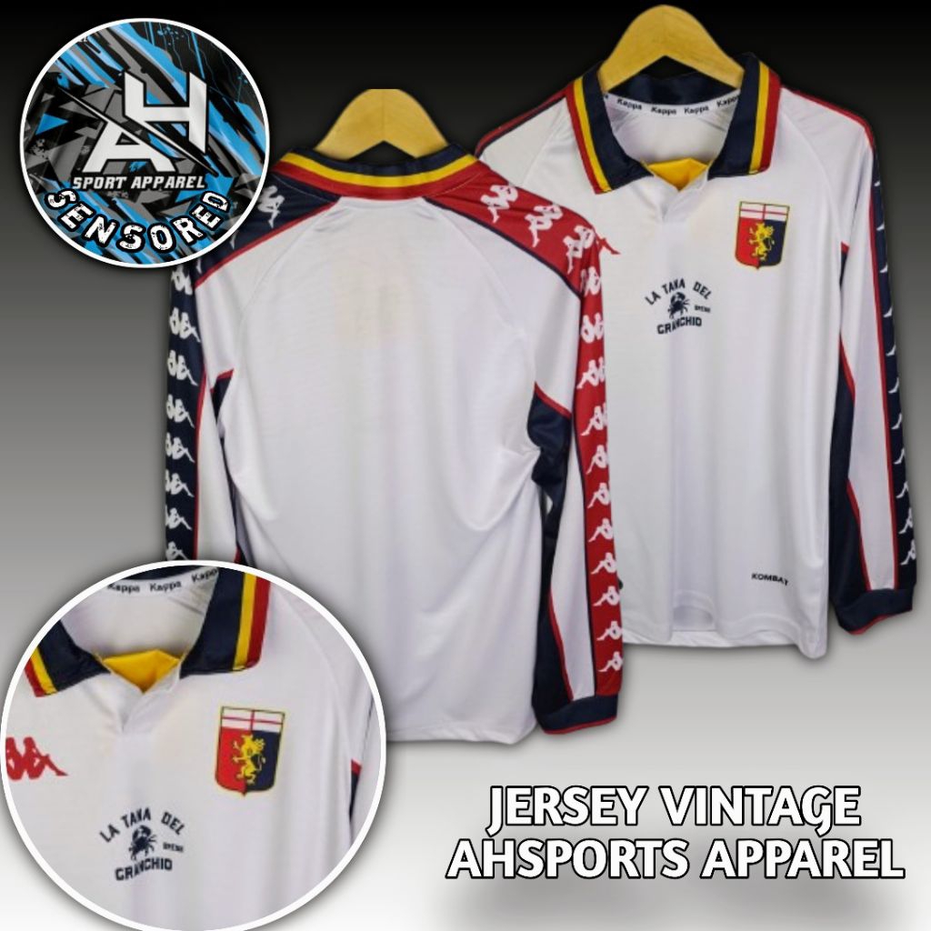 JERSEY RETRO GENOA AWAY 1999-00 JERSEY VINTAGE MAGLIA KAPPA LENGAN PANJANG