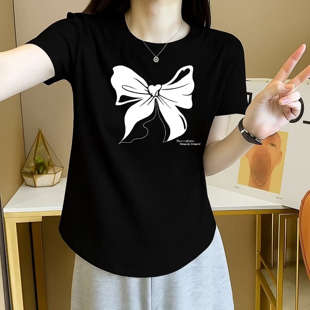 kaos oblong wanita oval/spandek distro printing