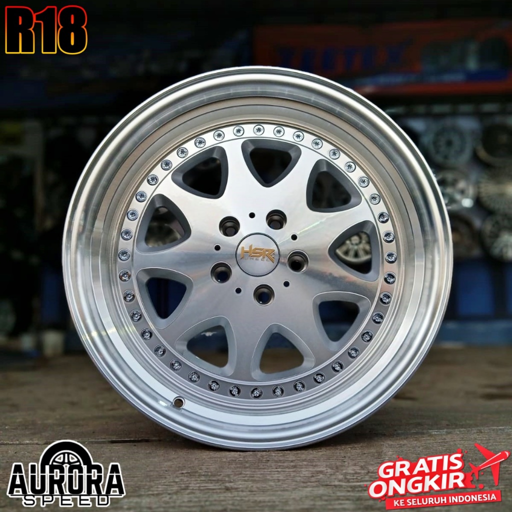 Velg Celong ring 18 lebar 8,5/9,5 HSR BAVARIA R18 PCD 5X112 Silver mobil Mercy,Innova,Accord,Camry