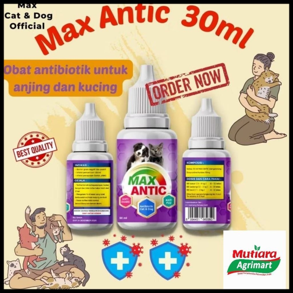 MAX ANTIC 30ML / OBAT LUKA KUCING / OBAT KUCING / OBAT KORENG KUCING
