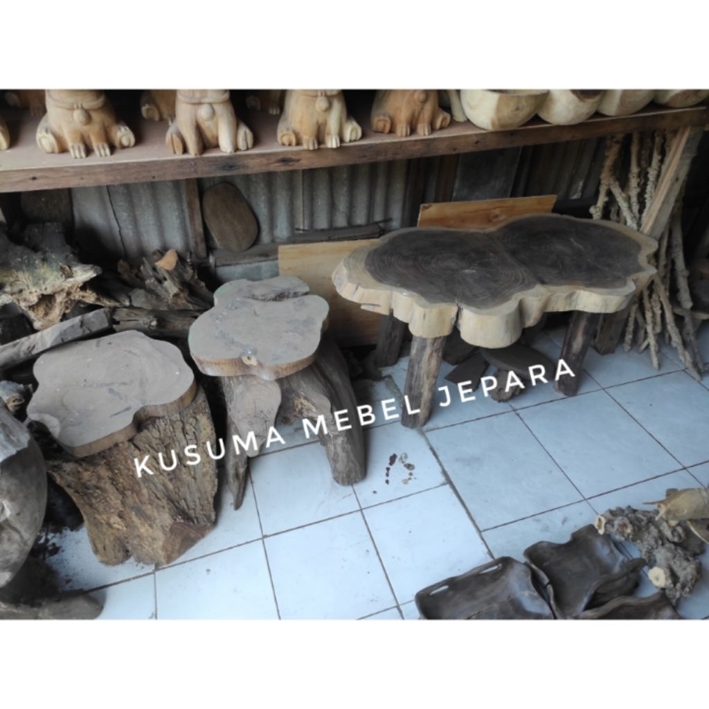 Set 1 Meja Dan 2 Kursi Teras Kayu Sonokeling Mebel Jepara Untuk Halaman Rumah - Panjang Meja 100cm x