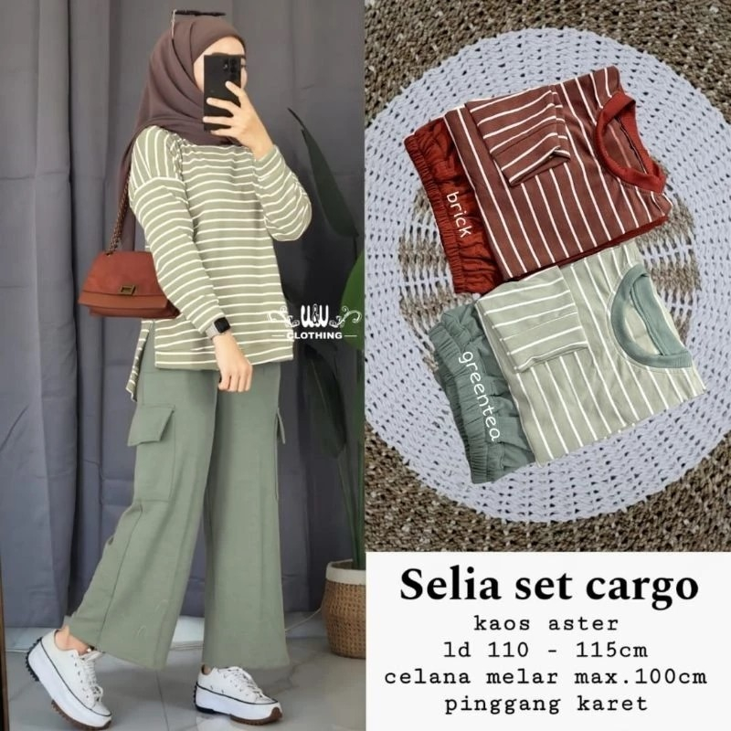BAJU SETELAN CARGO WANITA  SELIA SET CARGO TERBARU