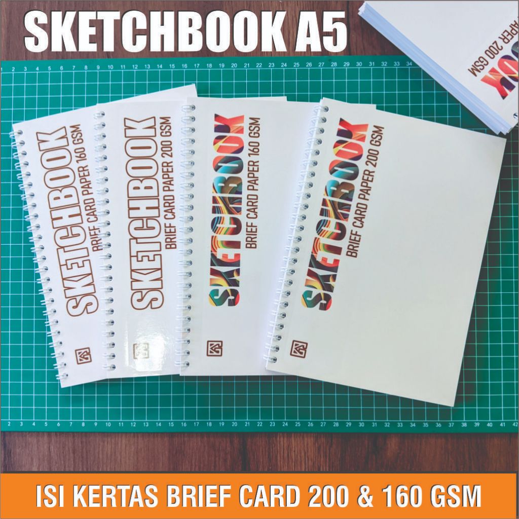 

SKETCHBOOK A5 Brief Card Paper 200 & 160 gsm/Scrapbook Cover Laminasi Glosy. Isi 50 halaman/25 lembar