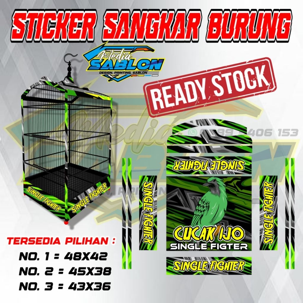 DECAL STIKER SANGKAR BURUNG CUCAK IJO