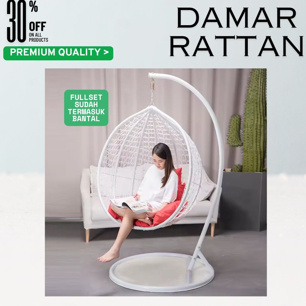 AYUNAN GANTUNG ROTAN SINTETIS FULLSET / BULATAN (KROMBONG SAJA) FREE BANTAL
