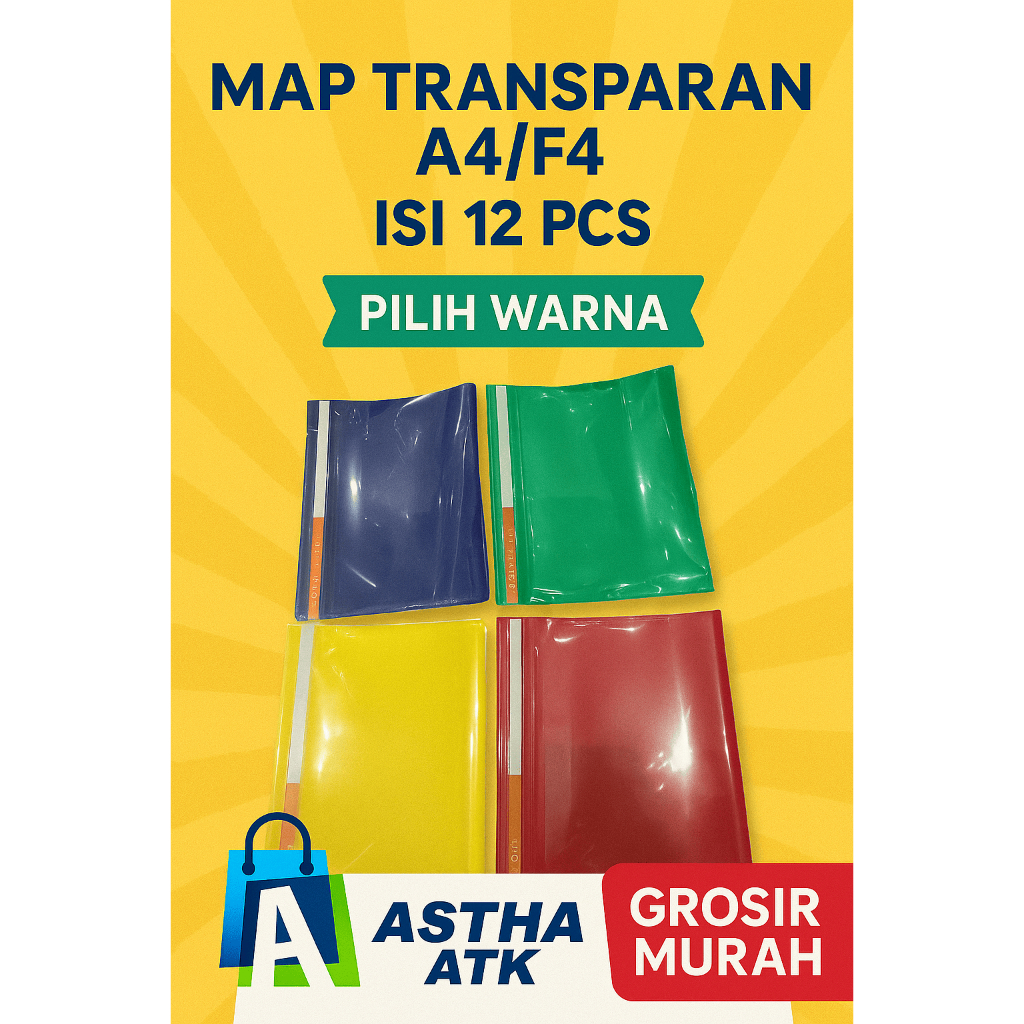 

Map Business File A4/F4 Transparan | Isi 12 pcs | Pilih Warna | Grosir Murah Map Dokumen