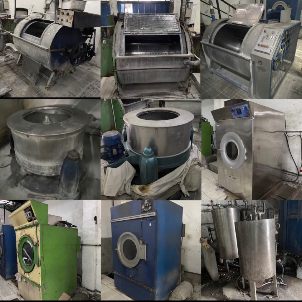 Mesin cuci, extractor, dryer, boiler setrika uap laundry hotel