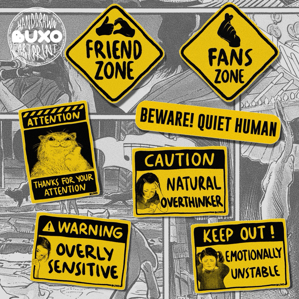 

BUXO - CAUTION WARNING ATTENTION vinyl sticker / stick film movie series lucu tumbler laptop koper helm waterproof aesthetic y2k