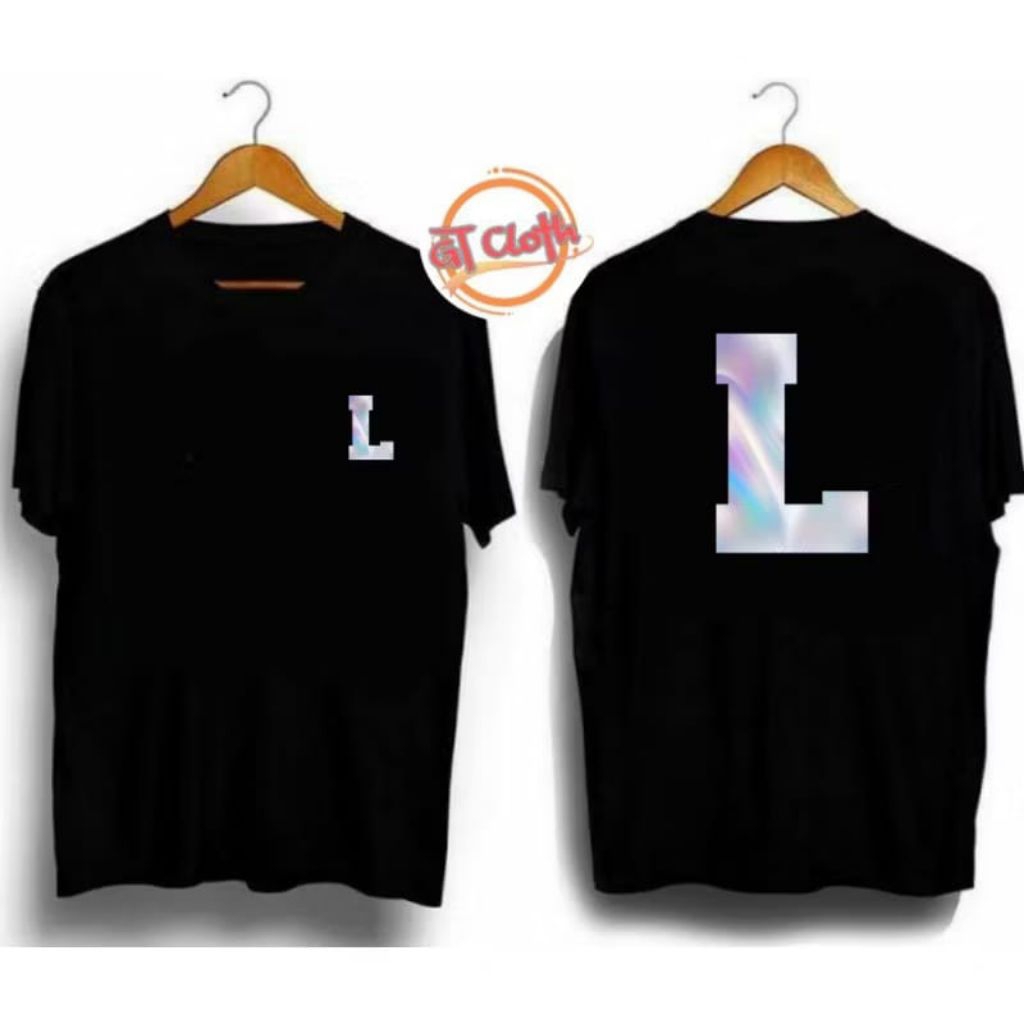KAOS DISTRO INISIAL L SABLON HOLOGRAM BAHAN COTTON COMBED 30S
