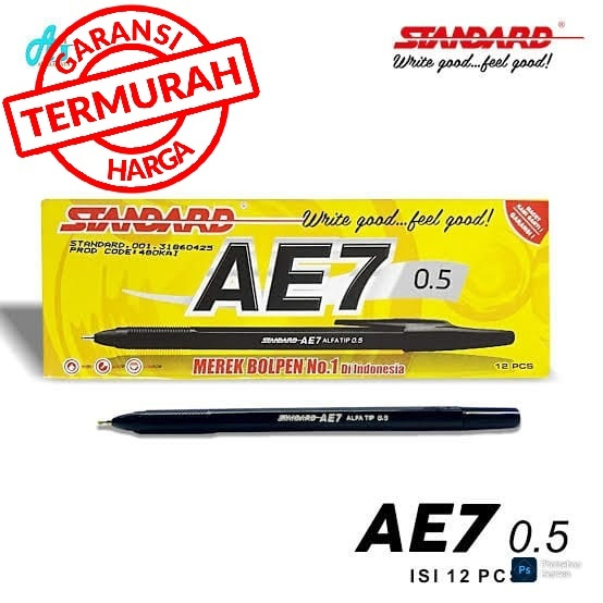 

Bolpoin/Ballpoint/Pulpen STANDARD AE7 0,5 Hitam (ORIGINAL)