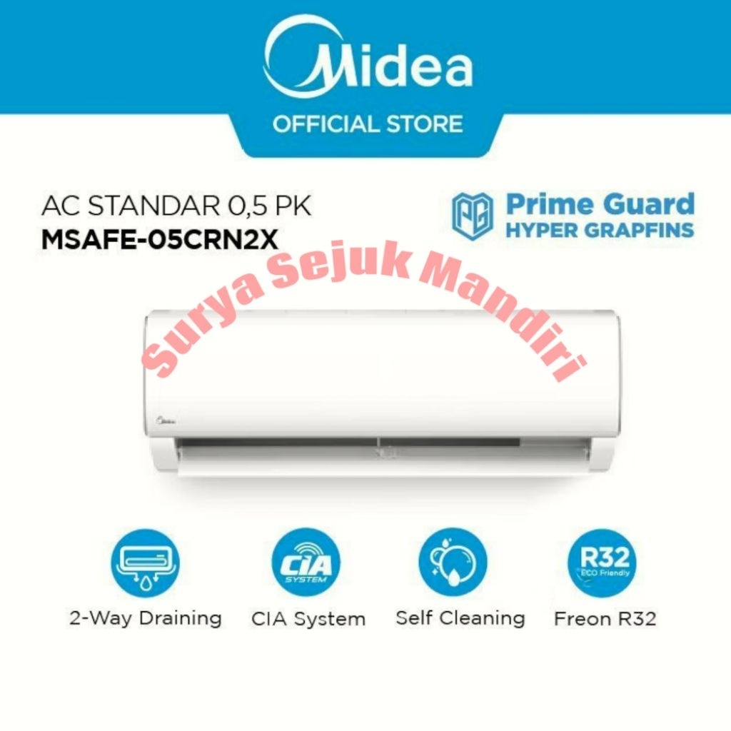MIDEA AC SPLIT STANDART 1/2PK MSAFE05CRN2 AC SPLIT MIDEA 0.5PK MSAFE05CRN2