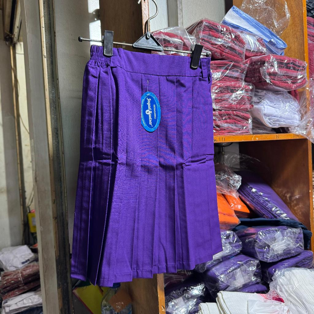 Seragam Rok Remple/Rempel SD Pendek Ungu Bahan Famatex