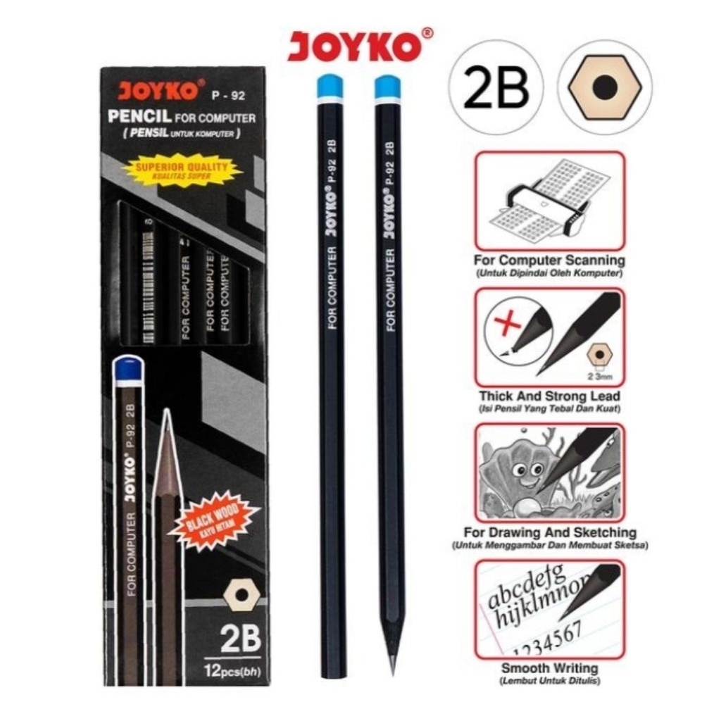 

Pencil Pensil Joyko P-92 2B 1 Box isi 12