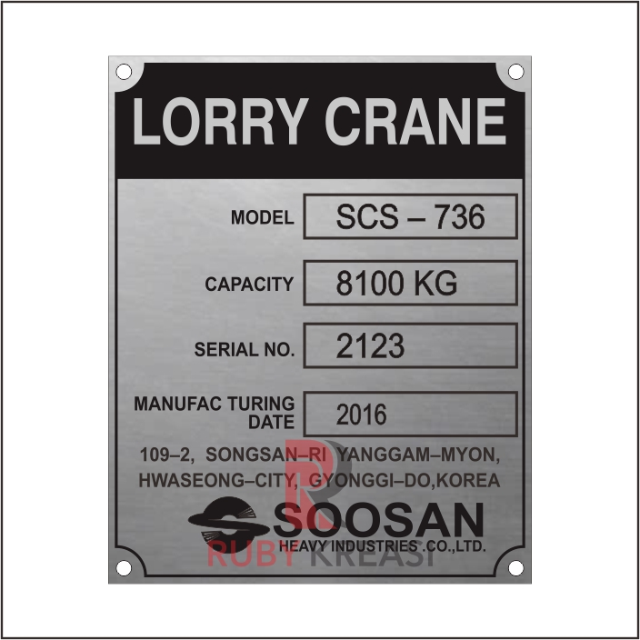 label plat mesin stainless