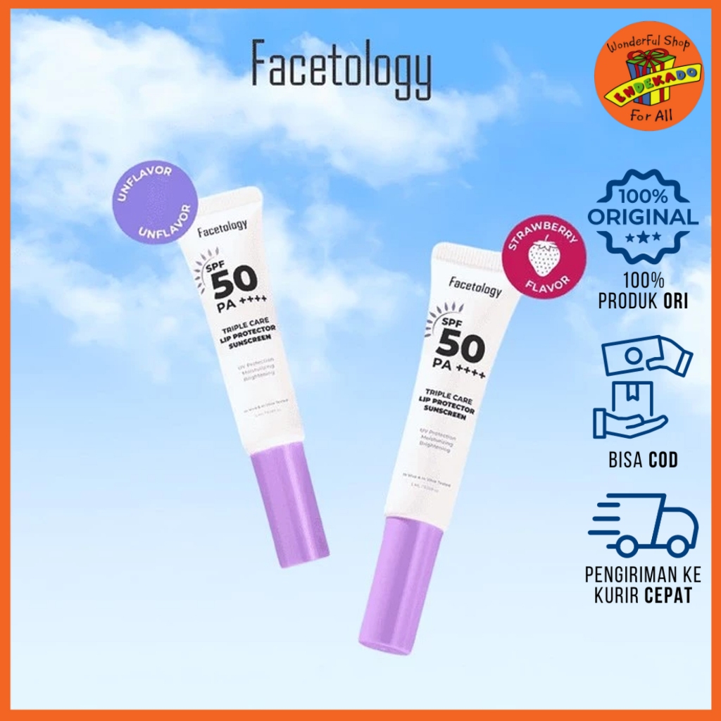 FACETOLOGY Triple Care Lip Protector Sunscreen Flavored & Unflavored - Lip Balm