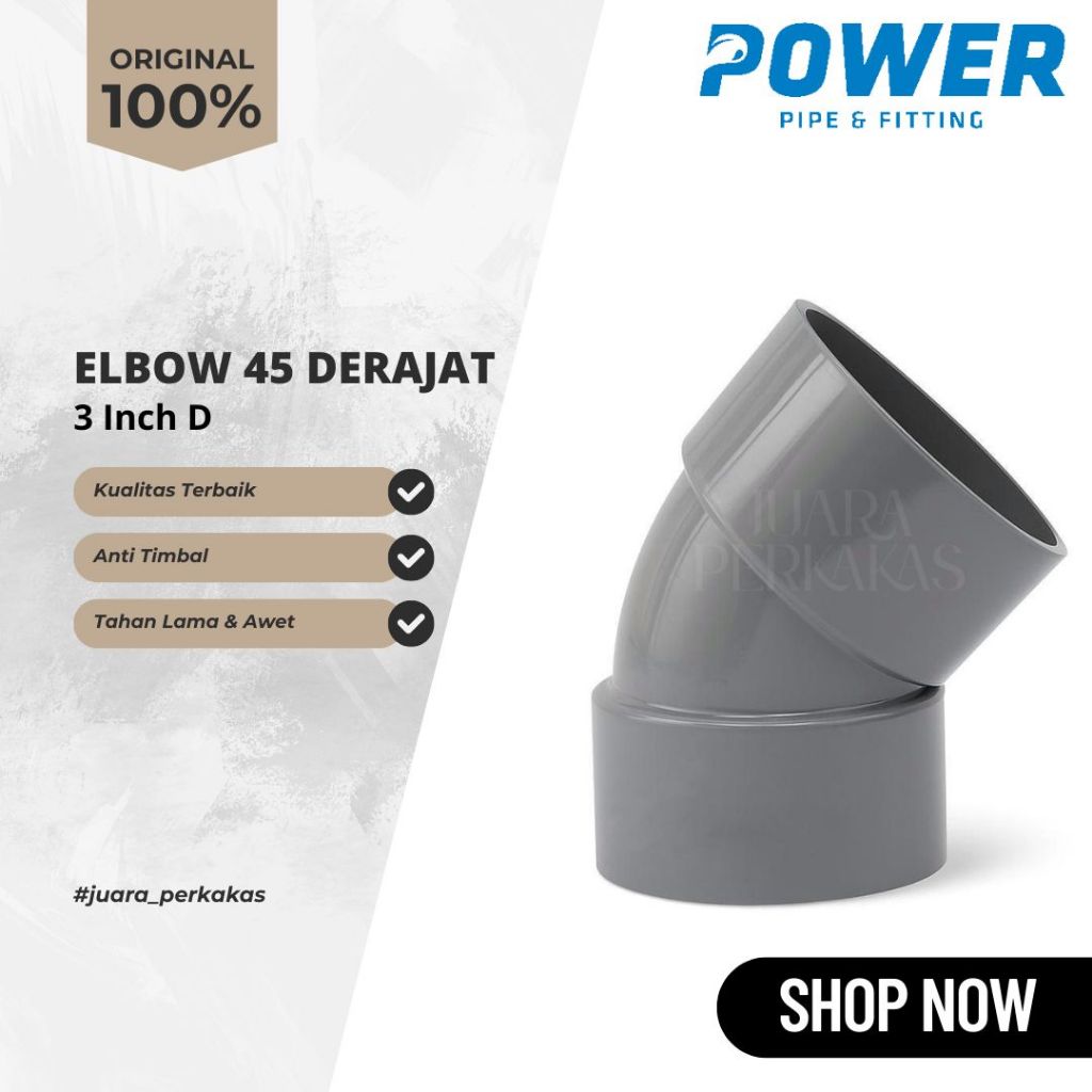 Power Elbow Knee Keni 45 Derajat 3 Inch D Sambungan Pipa 3 Inch