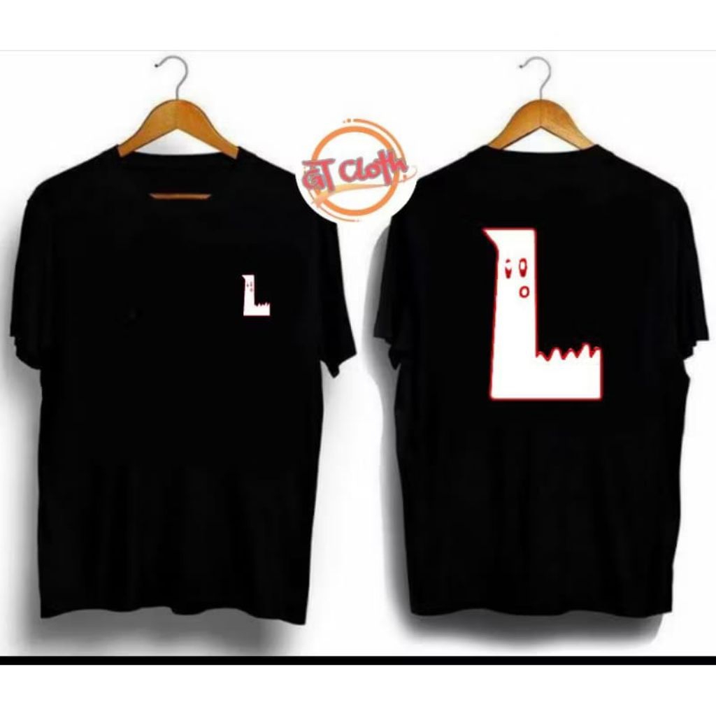 KAOS DISTRO INISIAL HURUF L LOGO MONSTER BAHAN COTTON COMBED 30S