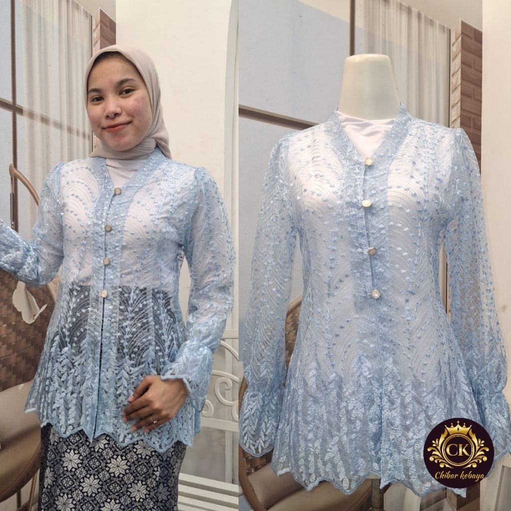 chibar kebaya outer tille brukat Atasan motif panjang Muslima Kebaya Modern