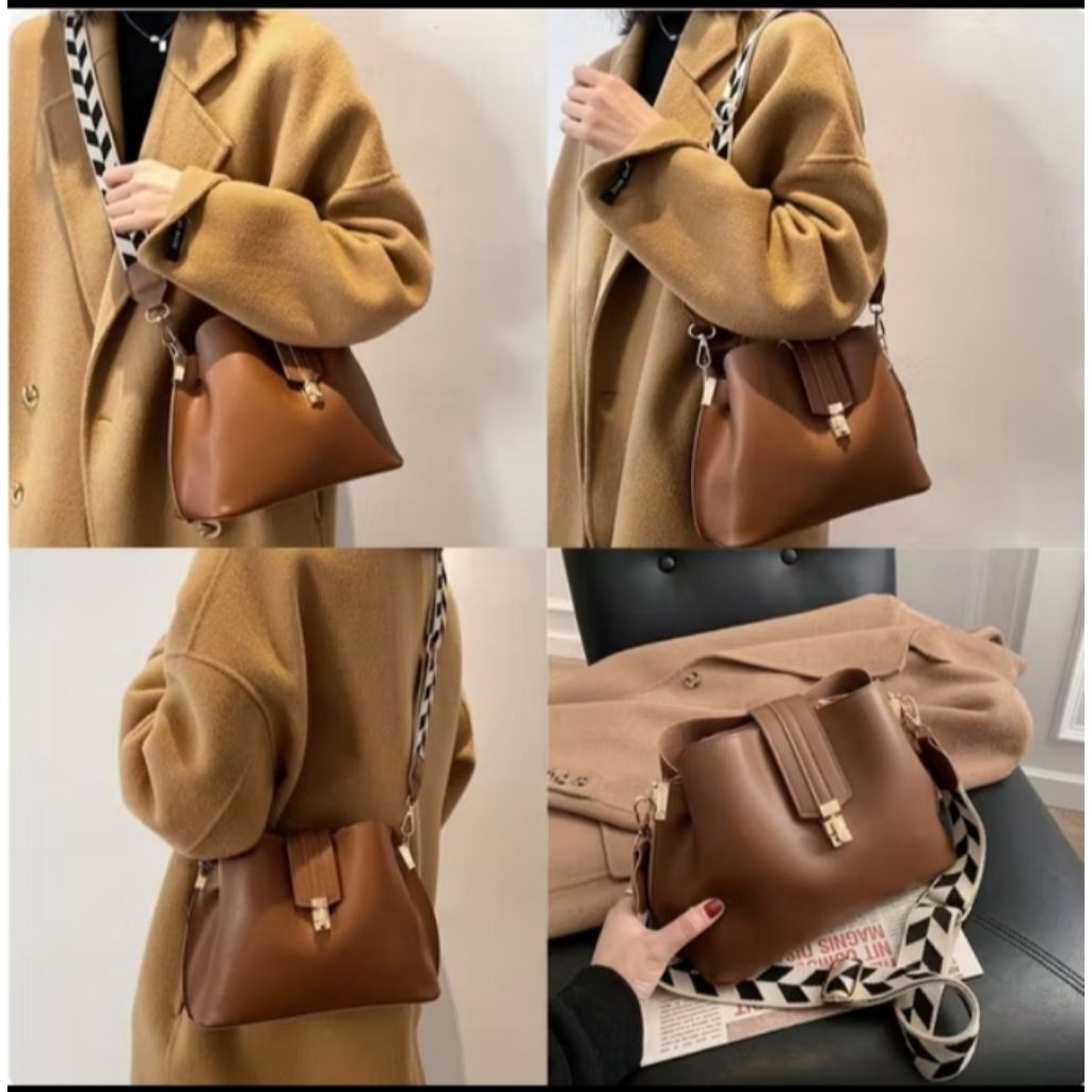 Tas Selempang Colour Brown Bucket Cantik Wanita Import Terbaru Mini Bag Fashion Korea Bangkok