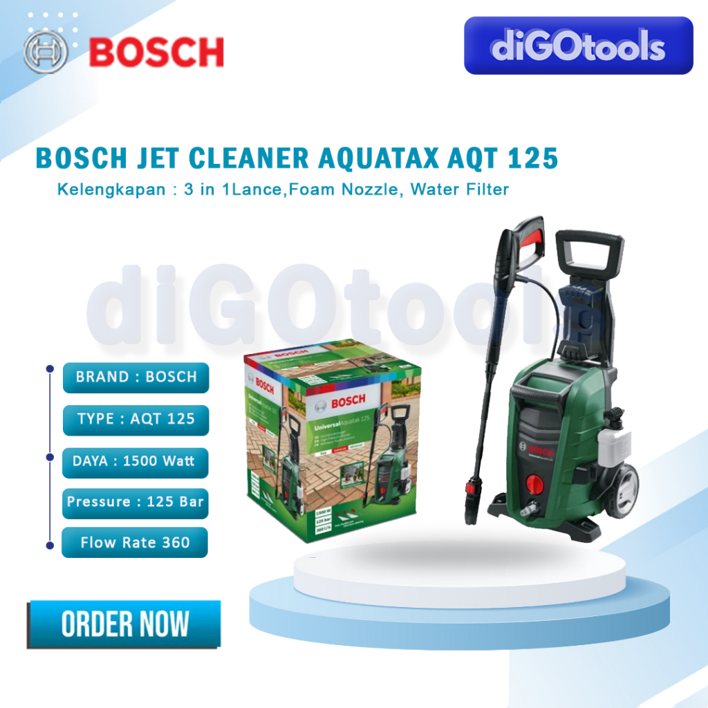 BOSCH Aquatak 125 High Pressure Jet Cleaner Mesin Cuci Mobil AQT 125 BOSCH HG - mein cuci kendaraan 